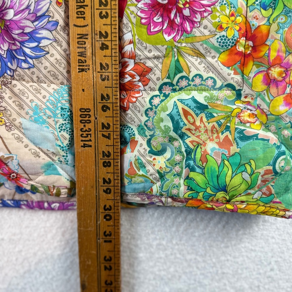 Johnny Was Dreamer Quilted Jacket Womens Multicolor Floral Patchwork Boho L - Picture 3 of 8